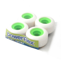Powerflex Gumball Core Wheels 54mm 83B Street/Park/Pool White with 55D Green Core